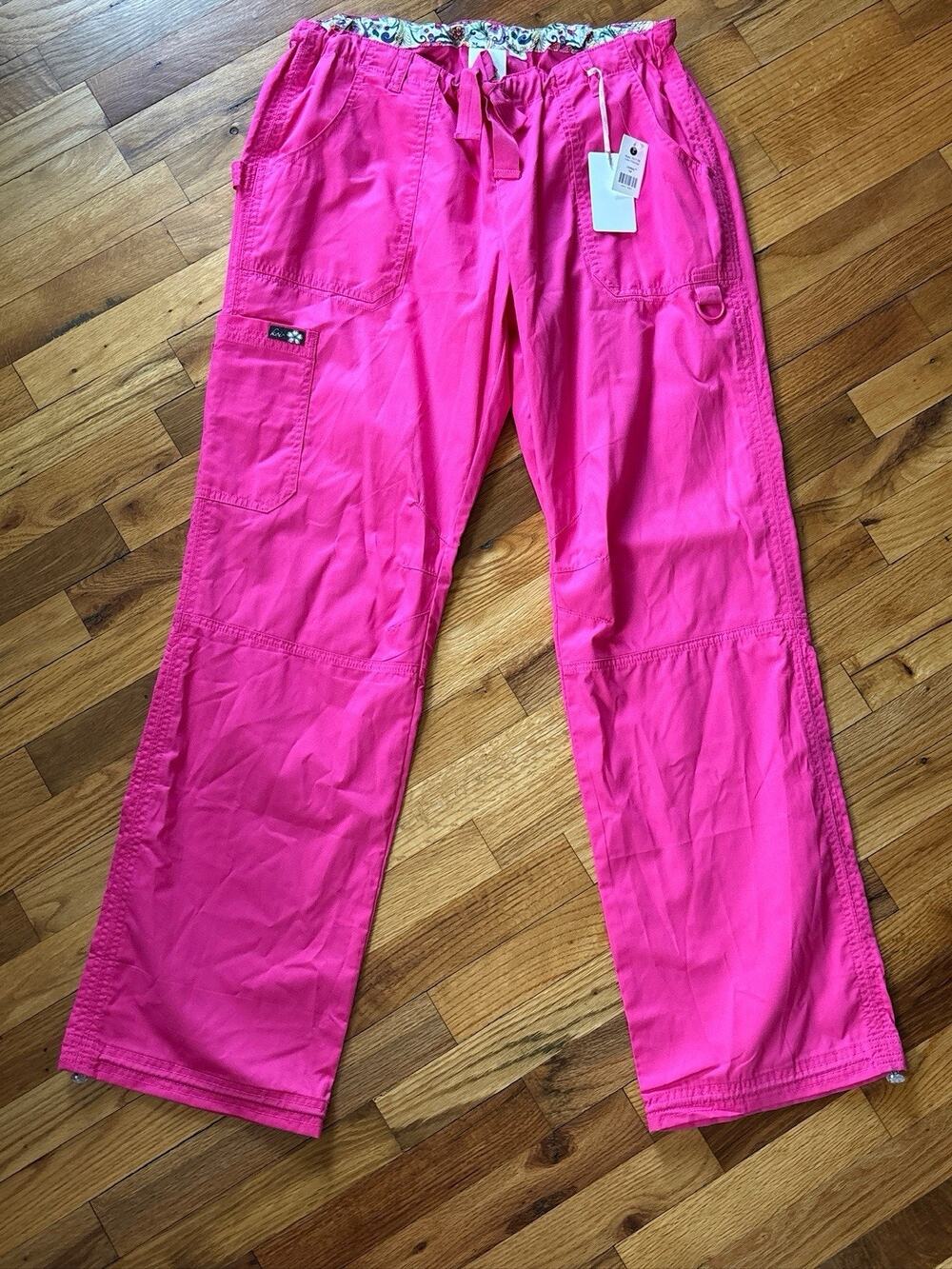 Womens Koi by Kathy Peterson Scrub Pants/Bottoms Pink Flamingo Lindsey L Tall